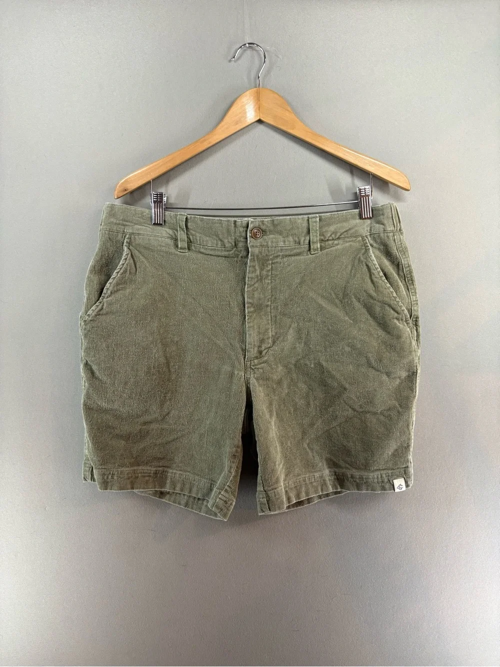 Grayers Mens Corduroy Shorts XL Green Relaxed Fit Elastic Waist Drawstring